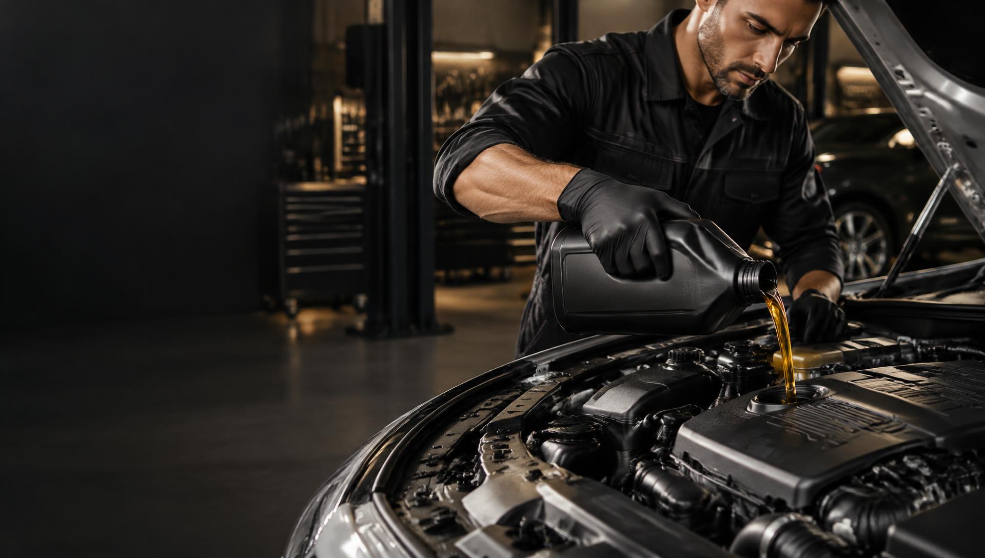 Imagem ilustrativa de um profissional realizando a troca de óleo em um motor